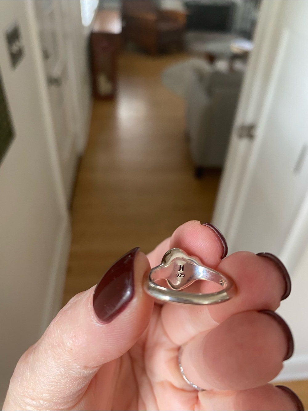 John Hardy Silver Pebble Diamond Heart Ring - Picture 3 of 7